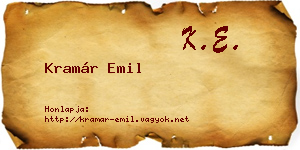 Kramár Emil névjegykártya